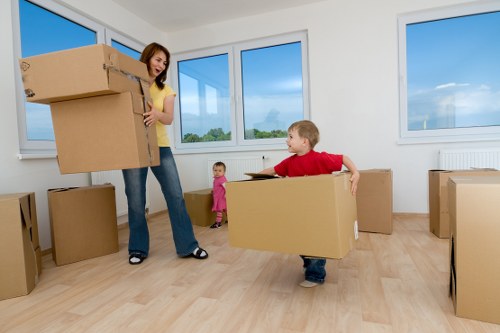 Loaded removal van with secured items inside