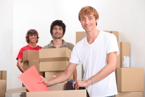 Prepared household furniture and boxes ready for collection in Sutton